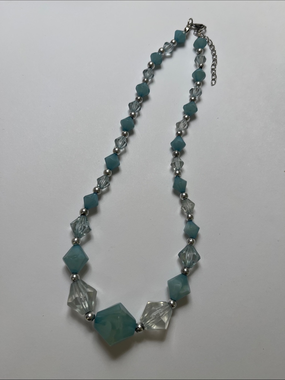Handcrafted Blue-Green Beaded Statement Necklace
